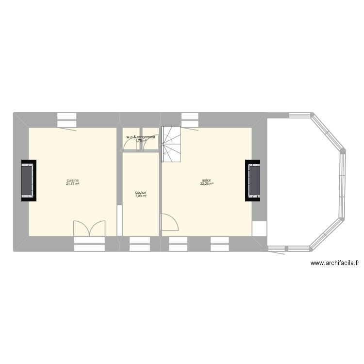 projet LAMBERVILLE. Plan de 4 pièces et 53 m2