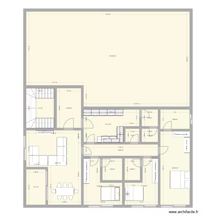 projet mpouto. Plan de 16  et 302 m²