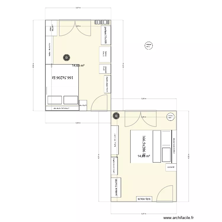 chambre balcon. Plan de 