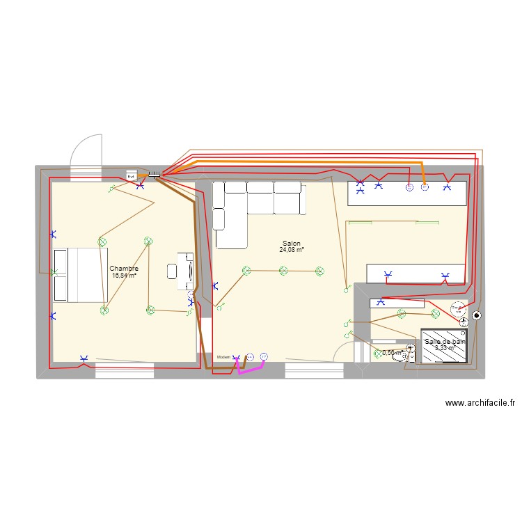 jeremy3 archifacile. Plan de 4 pièces et 45 m2