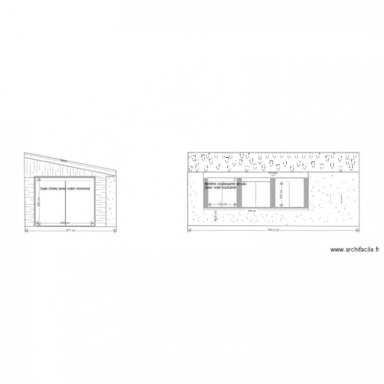 susanne facade et coté. Plan de 0 pièce et 0 m2