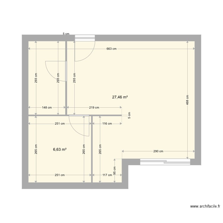 Hendaye. Plan de 2 pièces et 34 m2