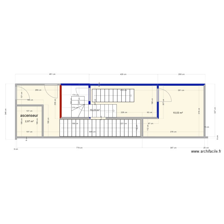 escalier  apart  pontiac  ber jl. Plan de 3 pièces et 32 m2