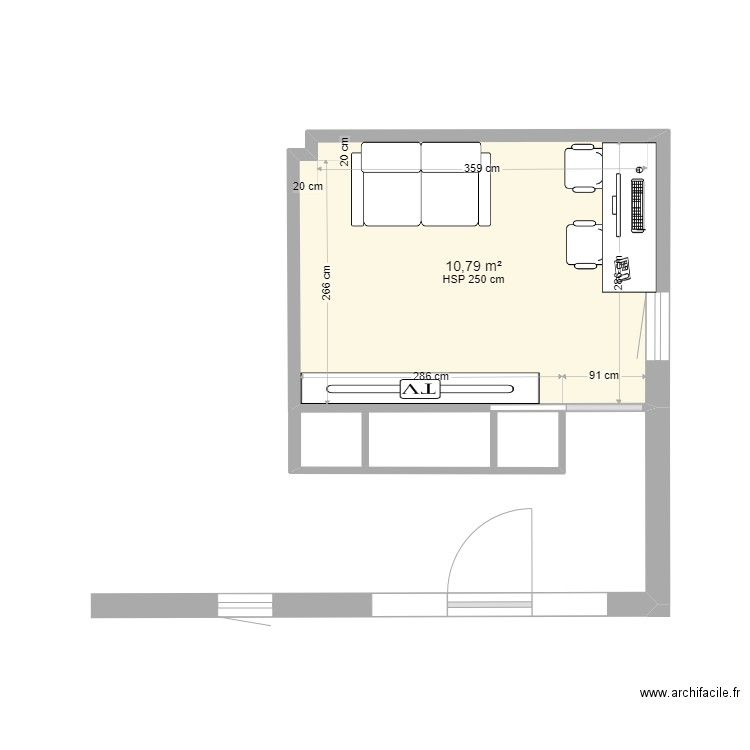 PLAN GARAGE MEUBLE FINI. Plan de 1 pièce et 11 m2