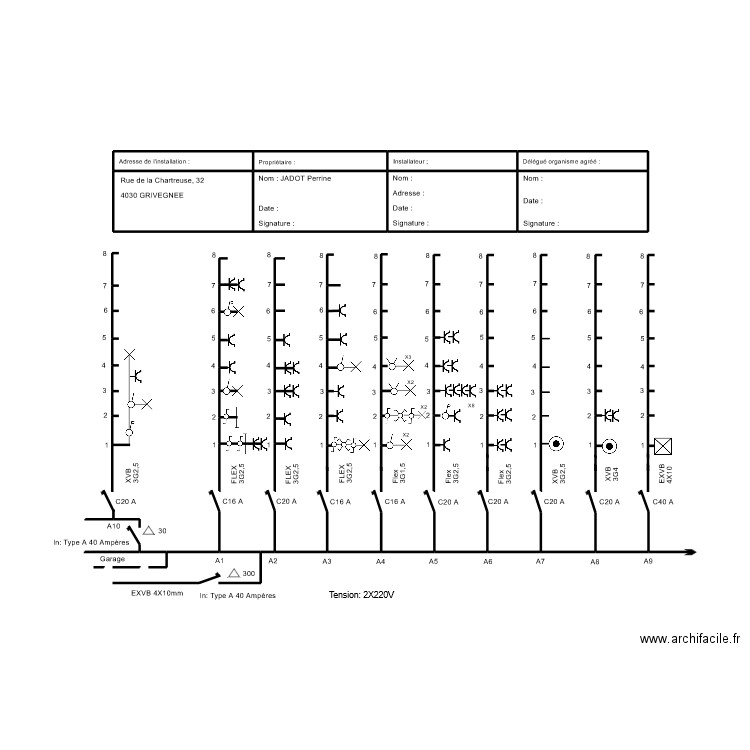 Schéma unifilaire 1 Jadot Perrine. Plan de 0 pièce et 0 m2