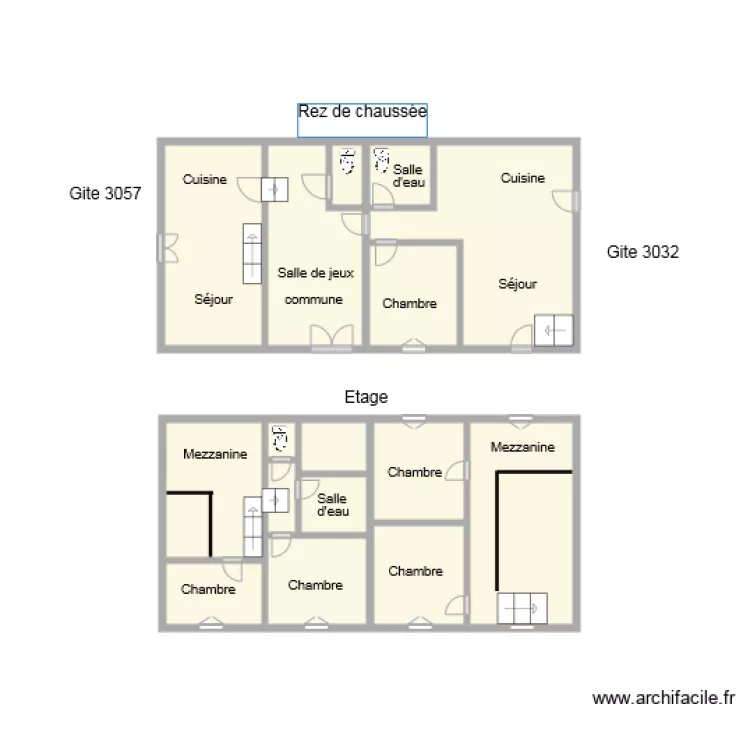 plans 3057 et 3032 Savatier 3082. Plan de 