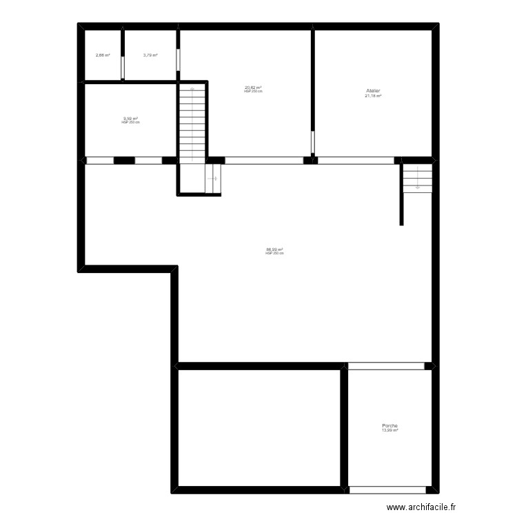 Genevilliers Existant Jordan 24082022. Plan de 8 pièces et 186 m2