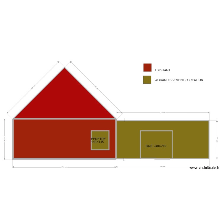 FACADE SUD APRES. Plan de 0 pièce et 0 m2