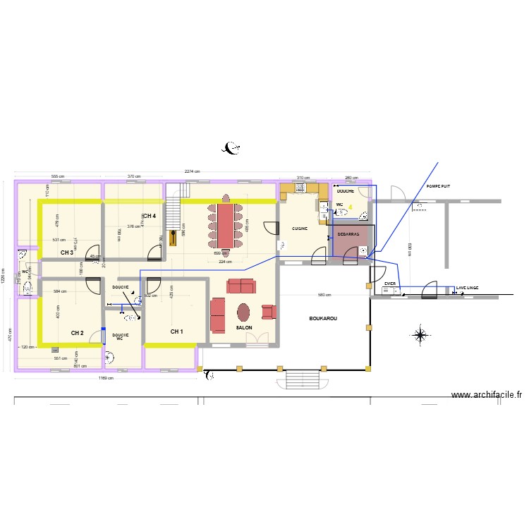 NKOLAFAMBA. Plan de 13 pièces et 199 m2