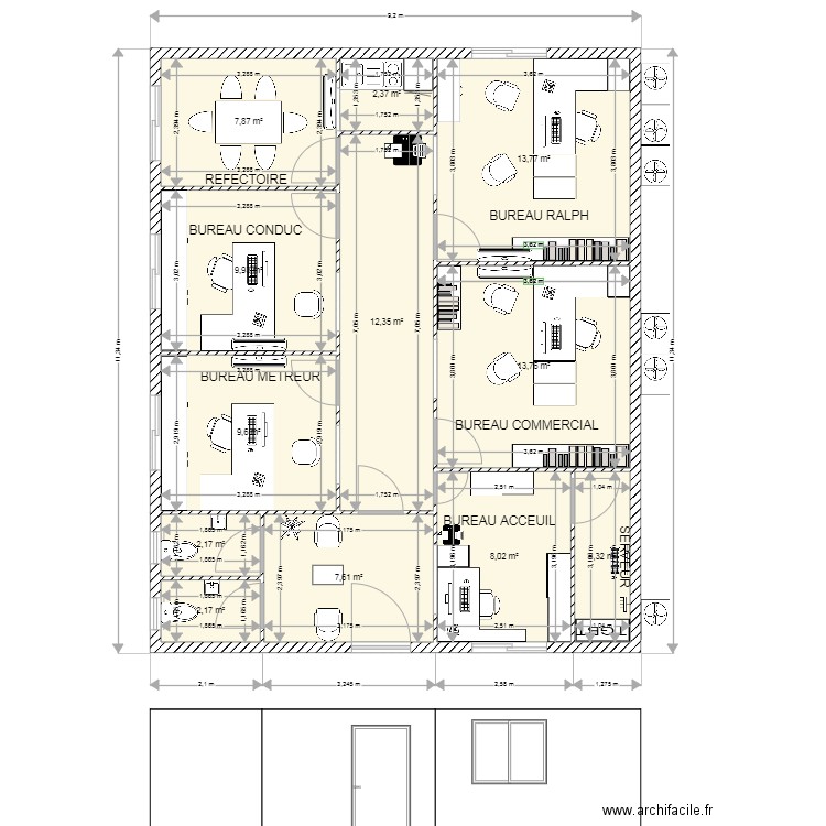 BUREAUX SFC 2. Plan de 0 pièce et 0 m2