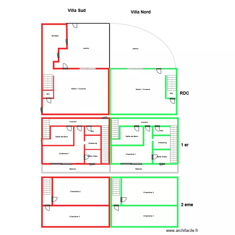 villa sud 2 lot 1. Plan de 