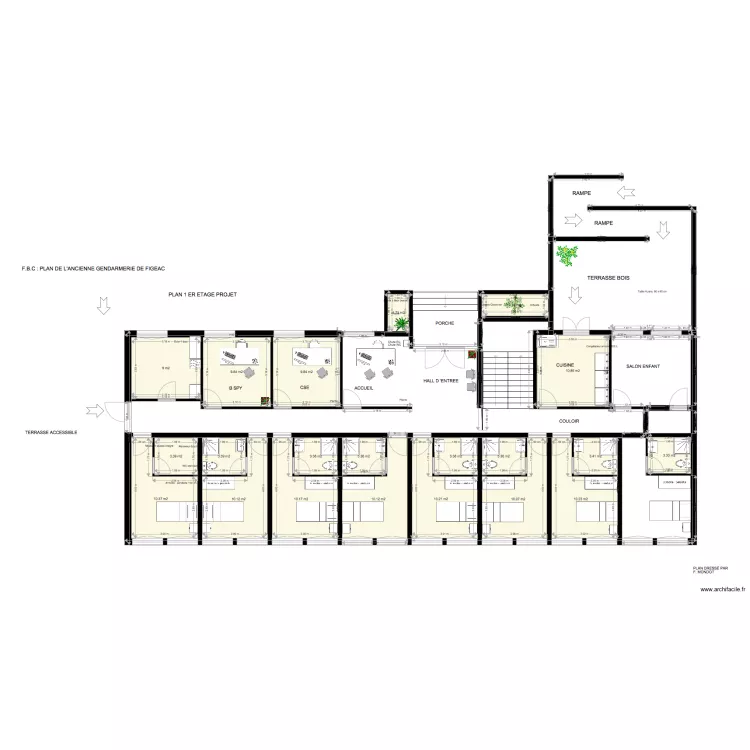 1 er ETAGE  GENDARMERIE FIGEAC. Plan de 