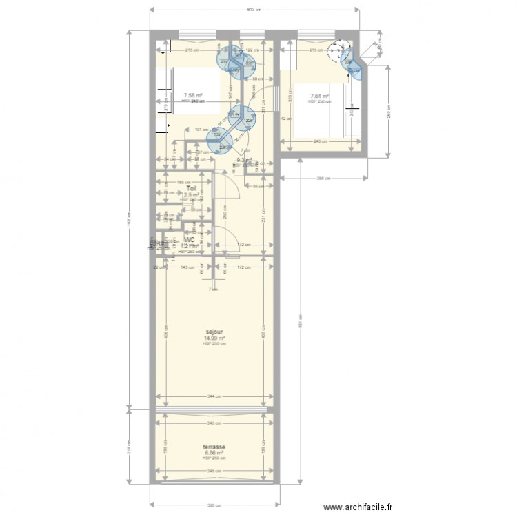 mimizan plage. Plan de 8 pièces et 50 m2