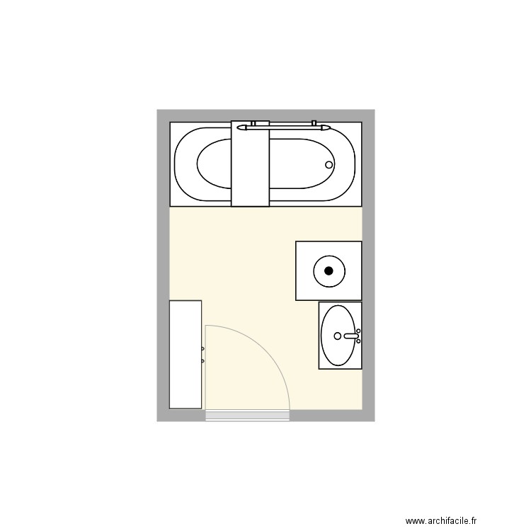 SDB projet Maintenon. Plan de 1 pièce et 4 m2