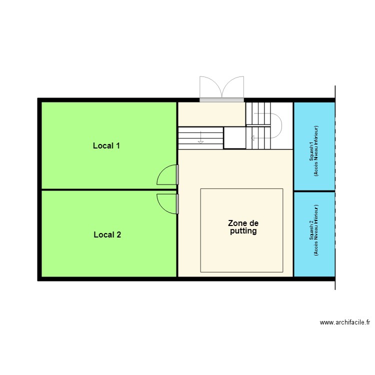 BATIMENT INDOOR-NIVEAU SUPERIEUR. Plan de 5 pièces et 27 m2