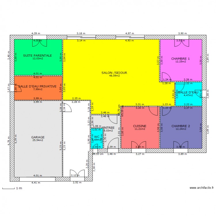 PLAIN PIED 3 CH. Plan de 0 pièce et 0 m2