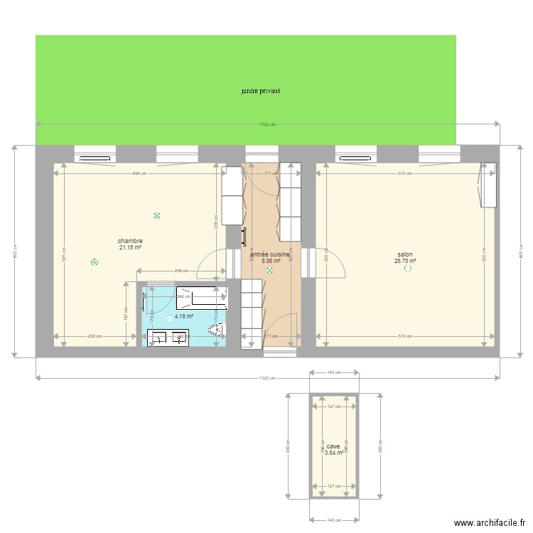 appartement 5 quartier neuf rez inf jardin 1. Plan de 0 pièce et 0 m2