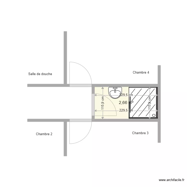 SDB Couloir. Plan de 