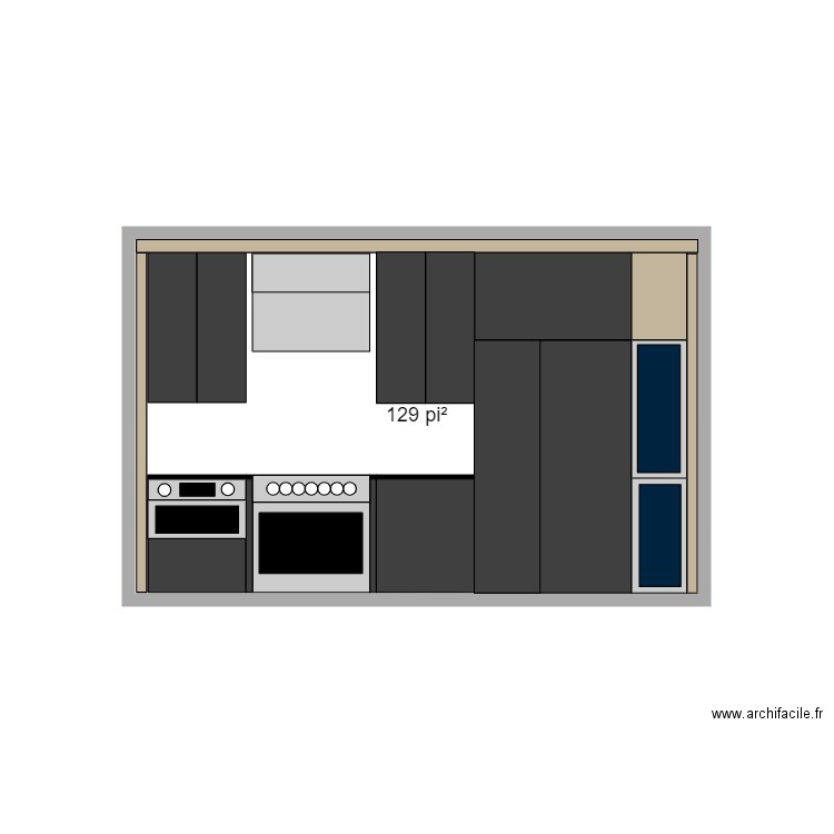 Cuisine 02. Plan de 1 pièce et 12 m2