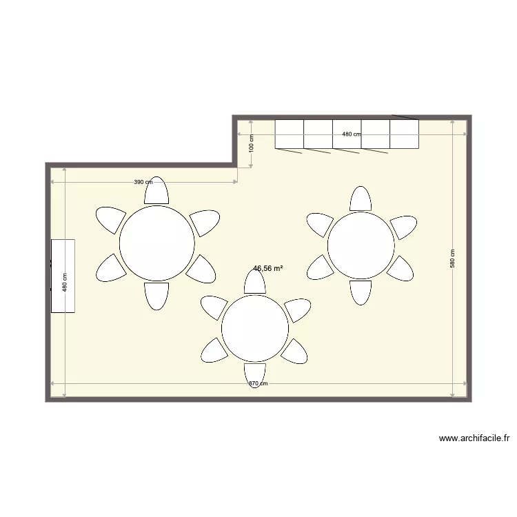 Salon Coquelicot Champie. Plan de 