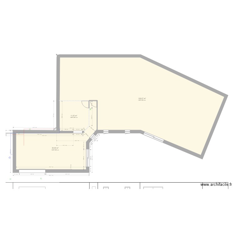 plan maçonnerie. Plan de 3 pièces et 174 m2