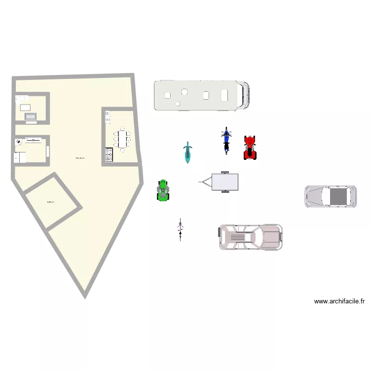 alo. Plan de 2  et 111 m²