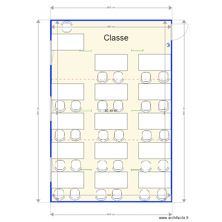 Laetitia Leysten. Plan de 1 pièce et 52 m2