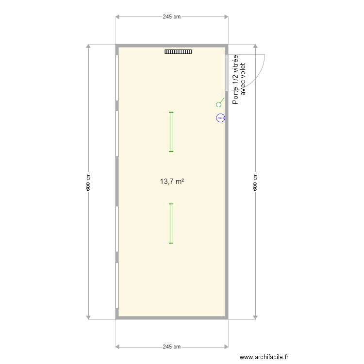 62604. Plan de 1 pièce et 14 m2