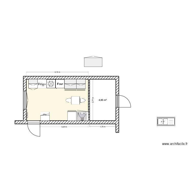 Cuisine implantation meubles. Plan de 0 pièce et 0 m2