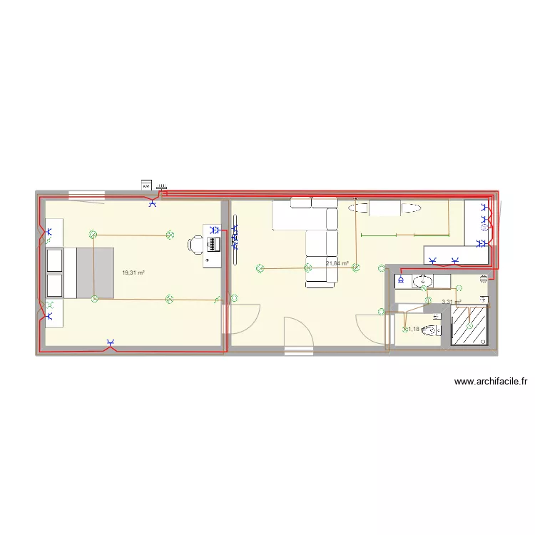 studio travail. Plan de 