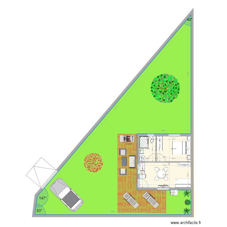 ext 4. Plan de 4 pièces et 170 m2