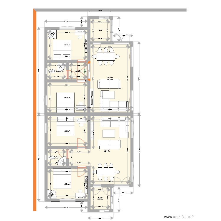 Karavia Plateau. Plan de 5 pièces et 62 m2