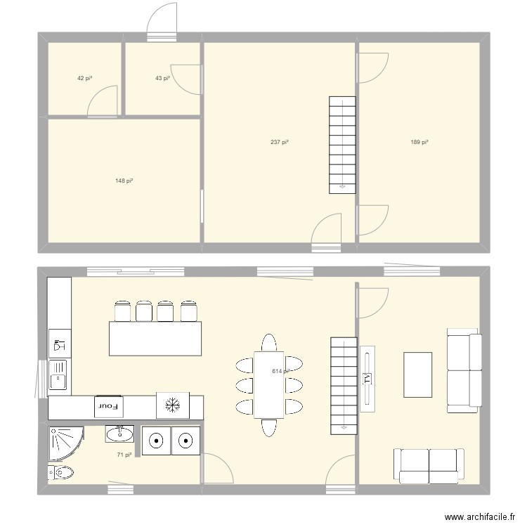 Maison IdM Plan2. Plan de 7 pièces et 125 m2