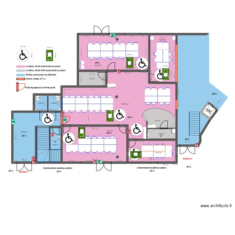 LA MANU RDC APRES TRAVAUX ESPACES DE ROTATION. Plan de 16 pièces et 262 m2