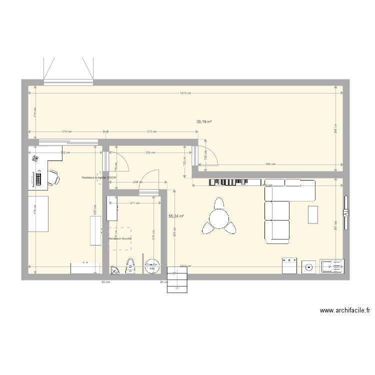 plan garage 3. Plan de 2 pièces et 90 m2