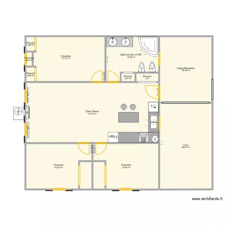 RDC. Plan de 12  et 151 m²