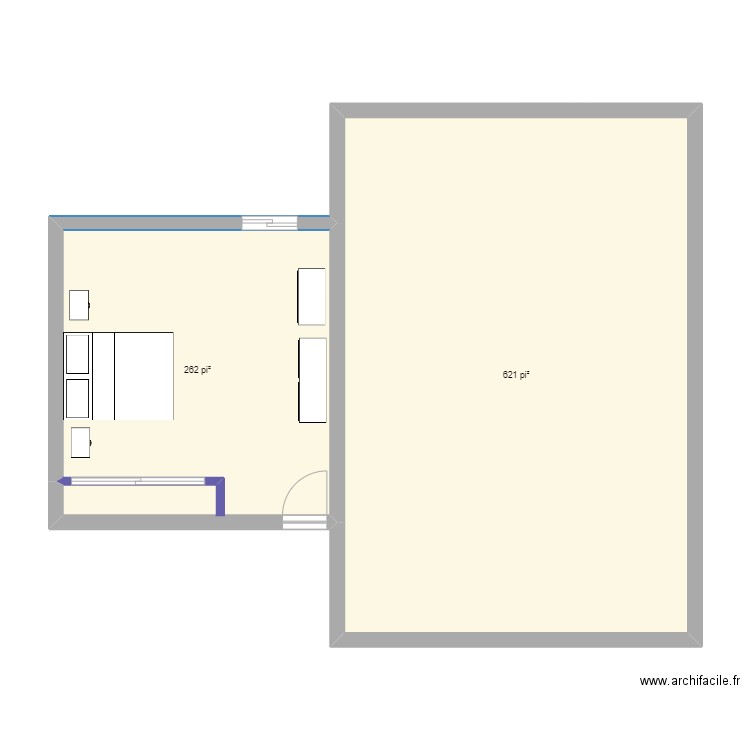 Astre. Plan de 2 pièces et 82 m2