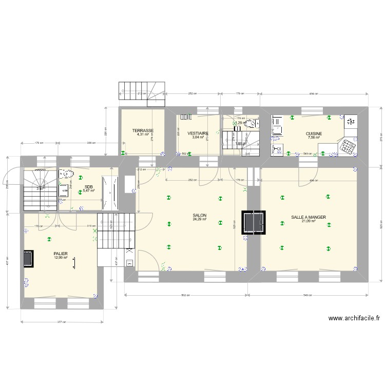 PLANRDC2. Plan de 10 pièces et 86 m2