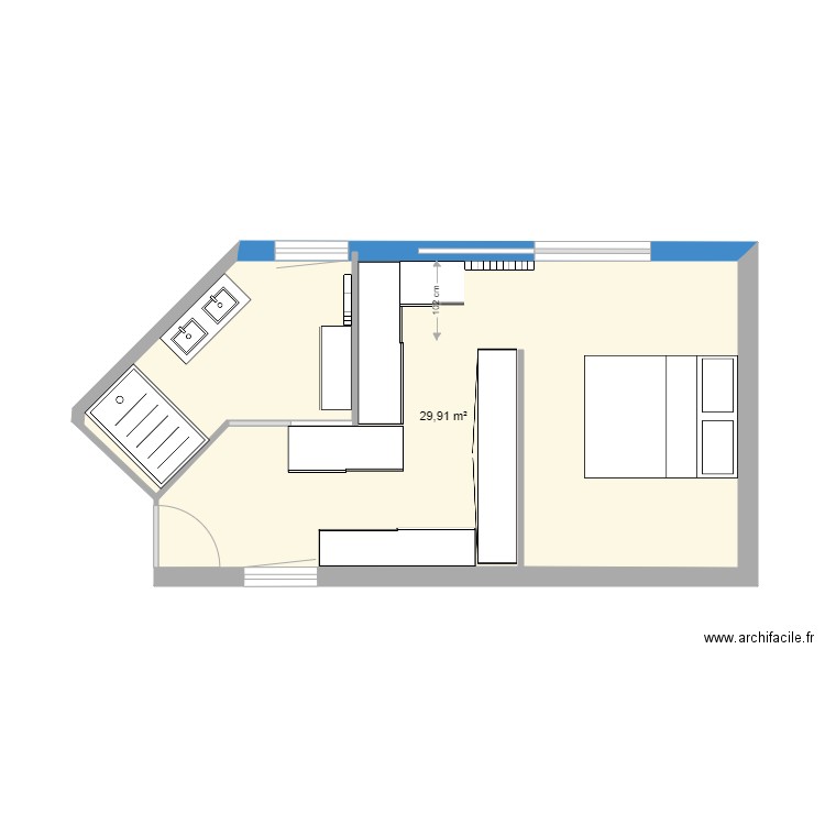 Salle de bain. Plan de 1 pièce et 30 m2