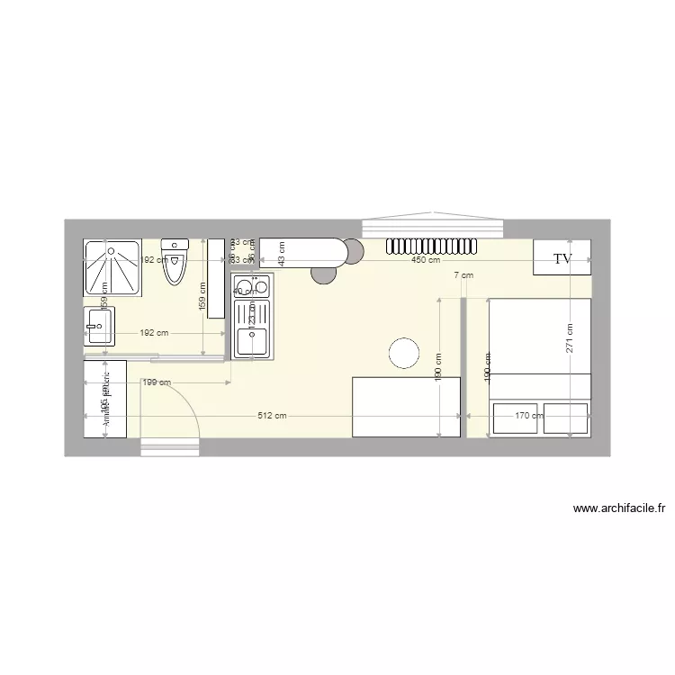 Studiocaro canap 2places. Plan de 