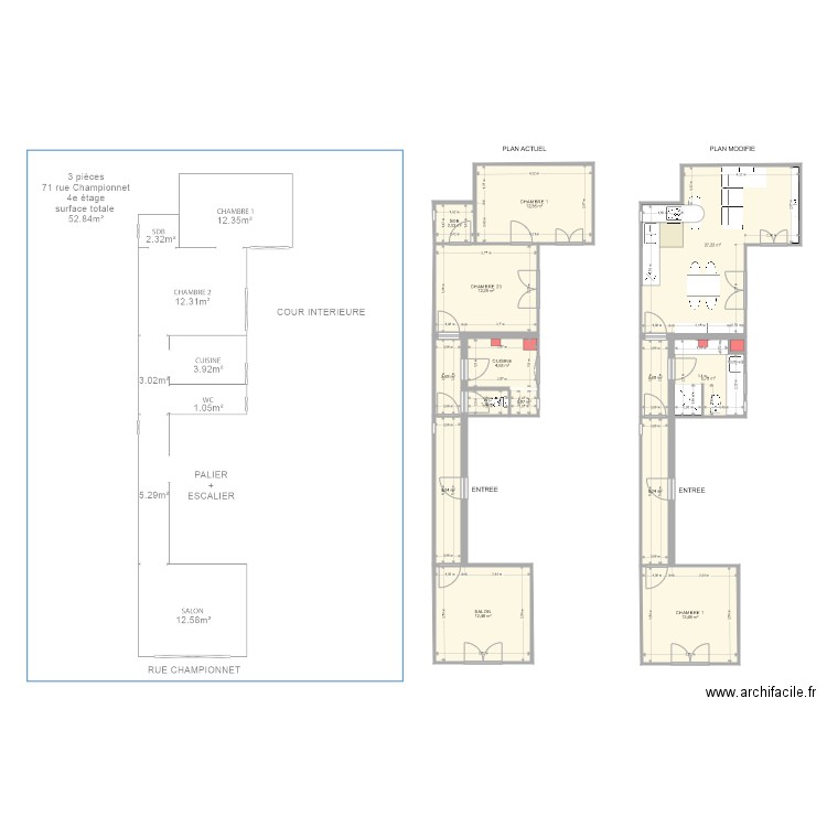 CHAMIONNET. Plan de 15 pièces et 109 m2