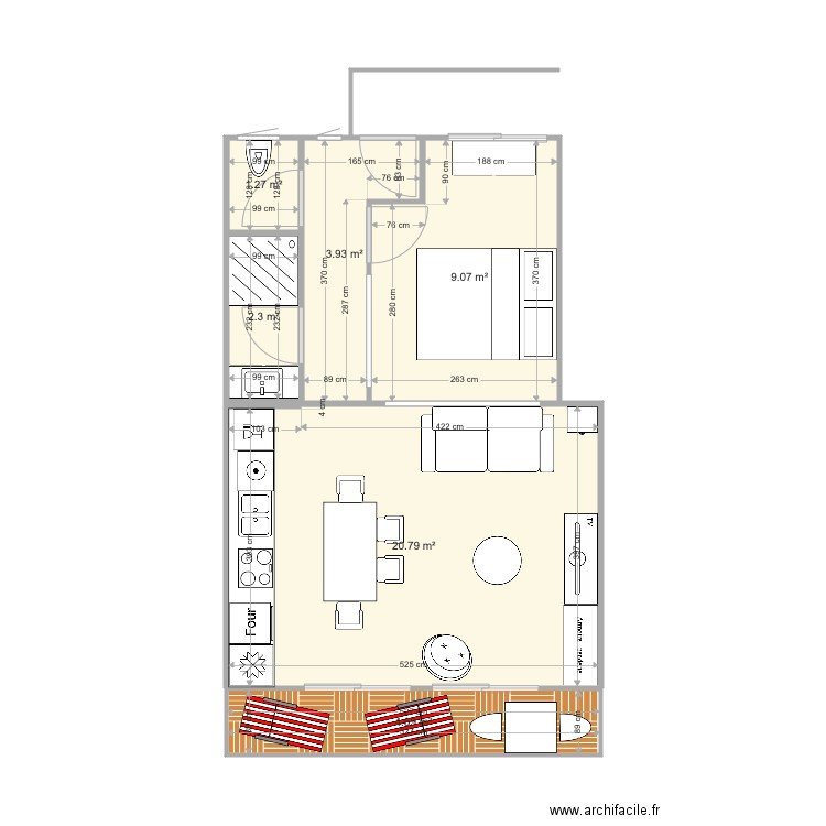 Heol Réel cuisine salon droite V3. Plan de 0 pièce et 0 m2