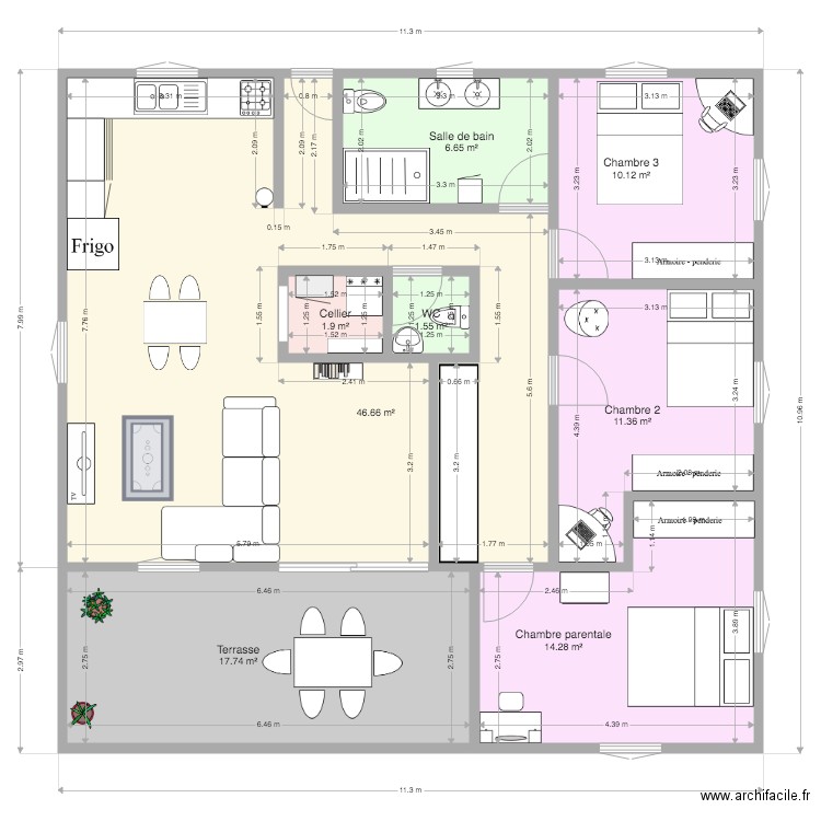 Modèle Internet amménagé. Plan de 0 pièce et 0 m2