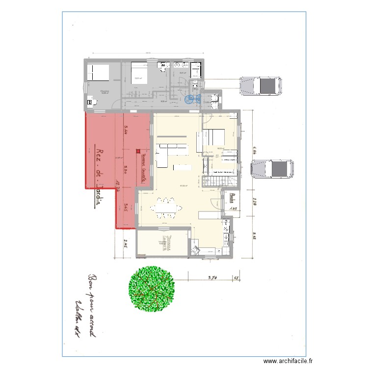 plan maison avec extension 3 V3. Plan de 12 pièces et 220 m2