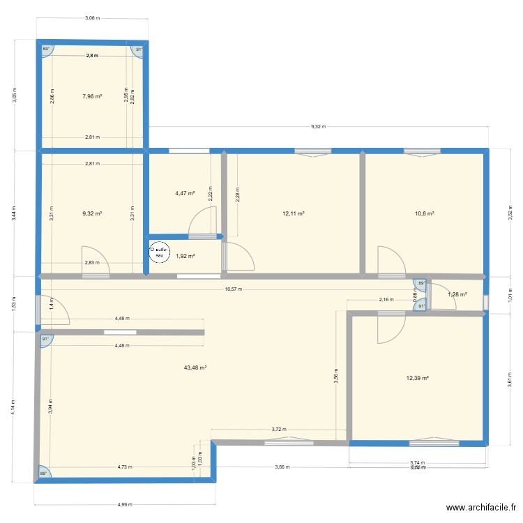MARIGNAC. Plan de 9 pièces et 104 m2