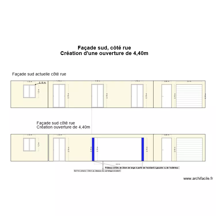 Ouverture Baie 4,40m. Plan de 