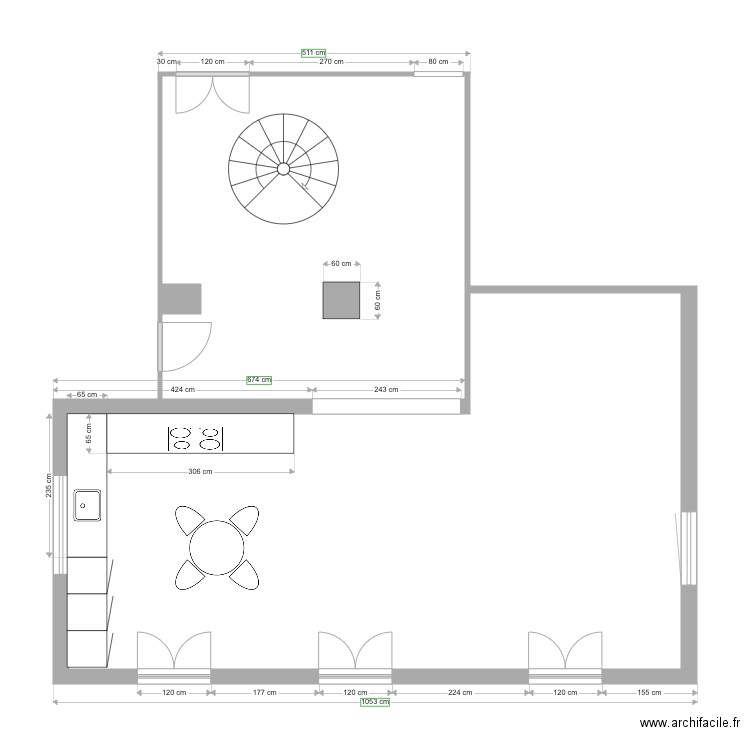 Cuisine. Plan de 0 pièce et 0 m2