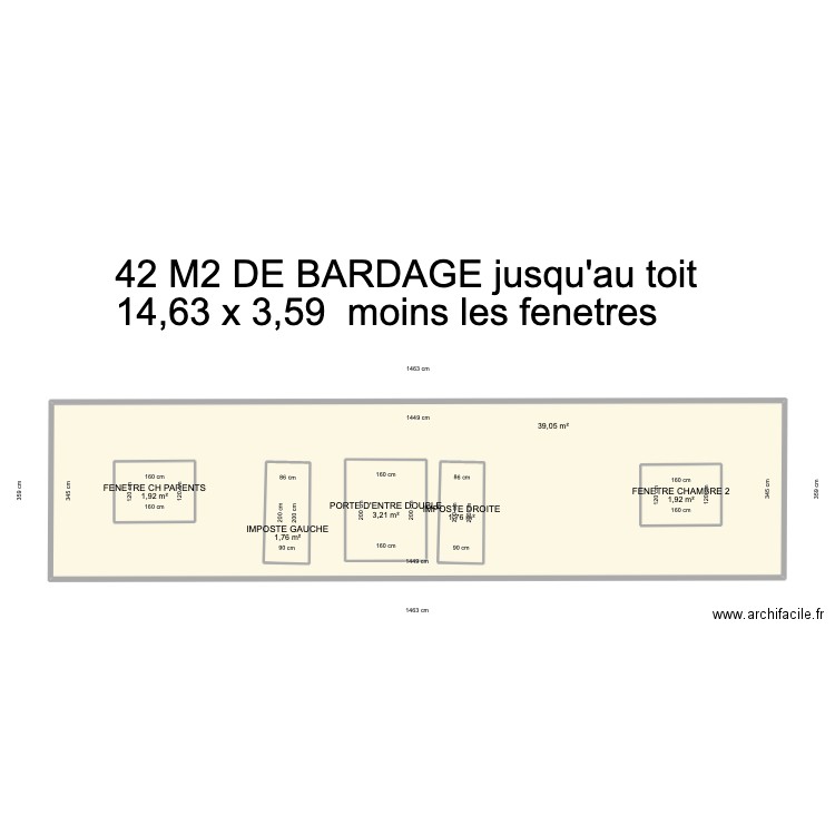 facade avant calcul bardage. Plan de 6 pièces et 60 m2