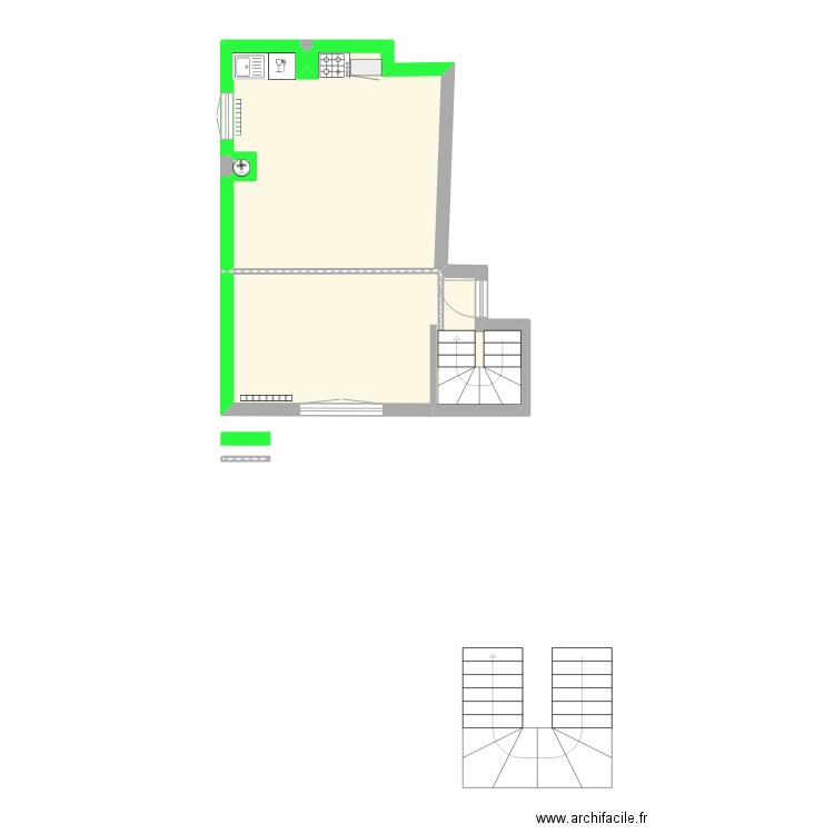 appartement N°2 RDC vuillet arbois. Plan de 4 pièces et 36 m2