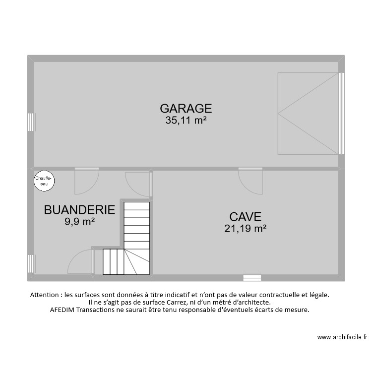 BI9161 sous sol. Plan de 4 pièces et 69 m2